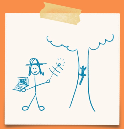 cartoon of a researcher standing next to someone with a head wrapped in bandages