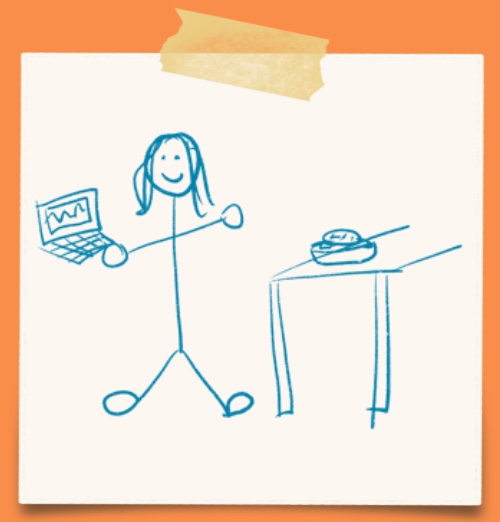 cartoon of a researcher with a laptop standing next to a table with a placenta on it